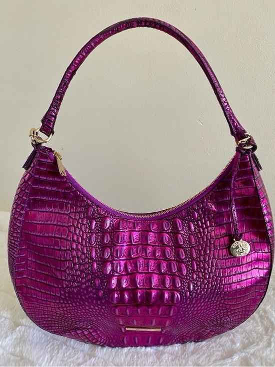 Brahmin Handbags - Brahmin Metallic Becka Purple Potion Croc-Embossed Melbourne Shoulder Hobo